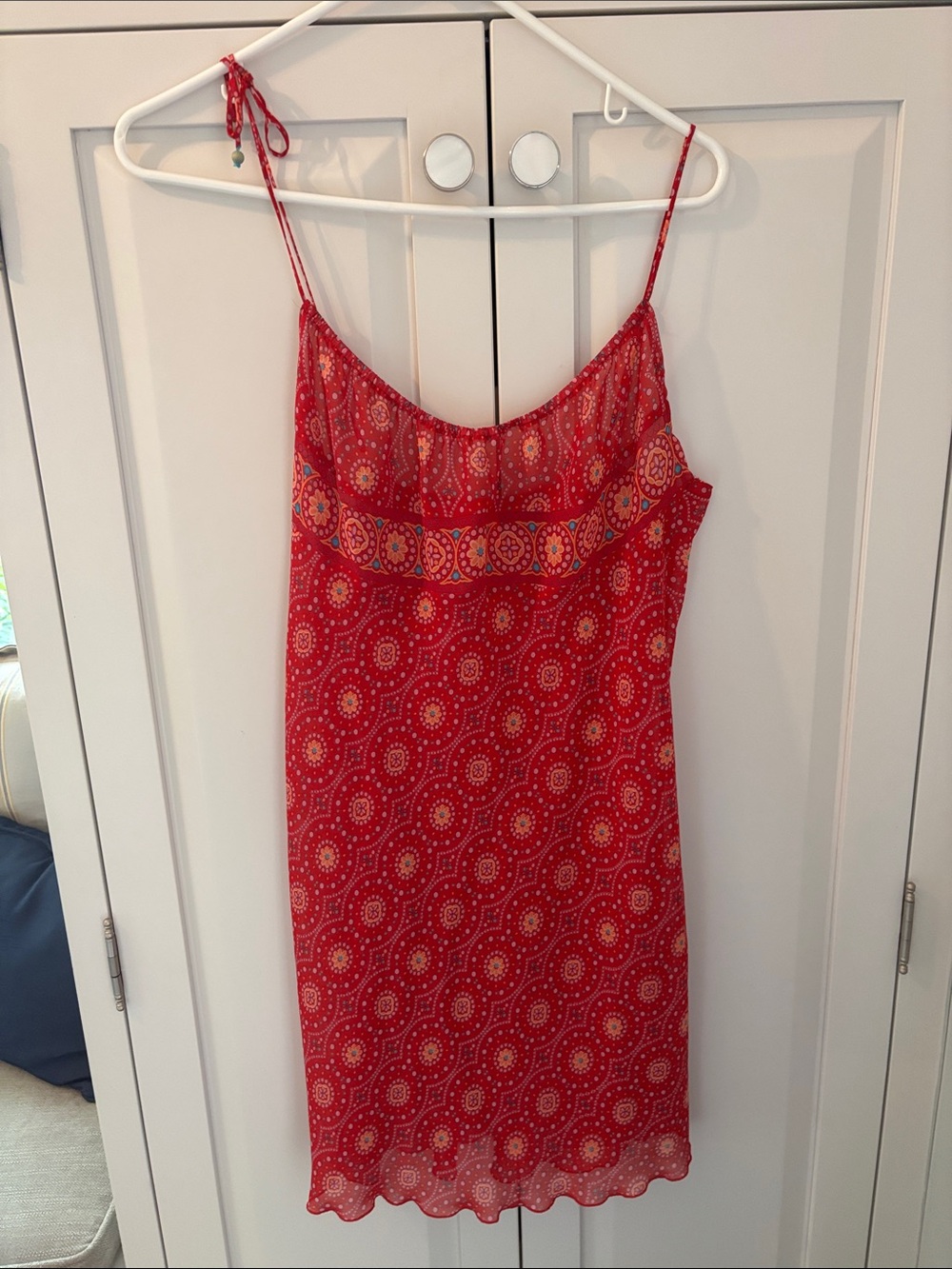 Red Josie Printed Spaghetti Strap Slip nightgown